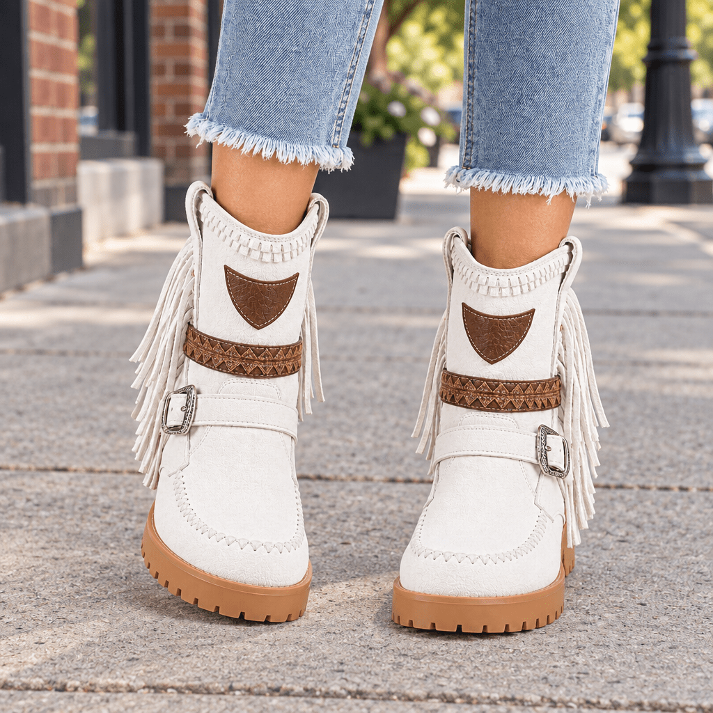 Leann | Women's Winter Buckle Retro Casual Boots