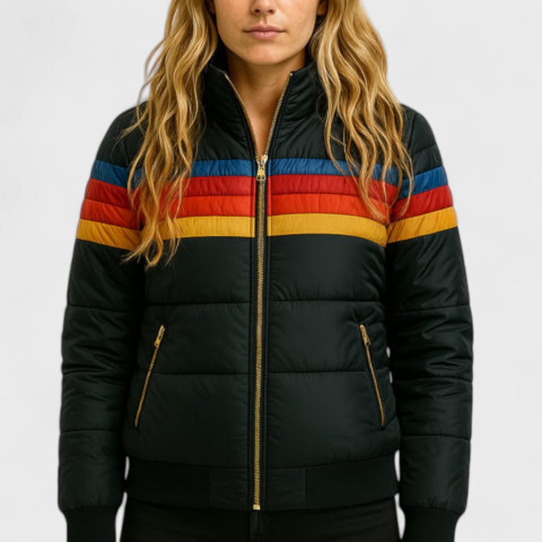 Roberta | Women's Striped Puffer Jacket with Zip Front