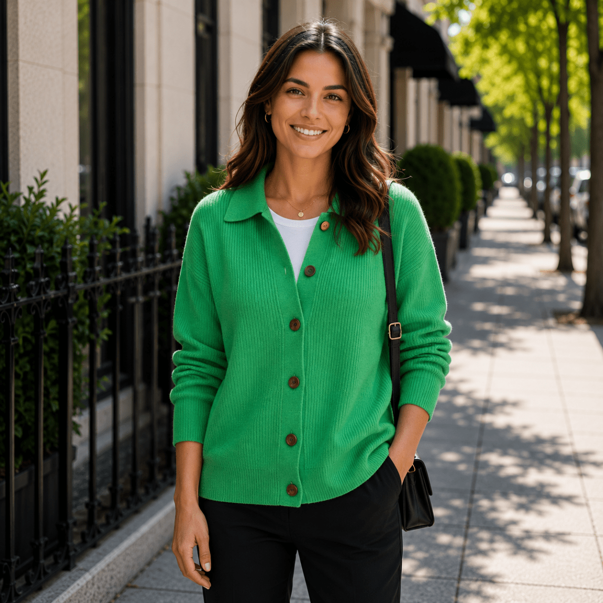 Callie | Damen-Cardigan mit Kragen und Knopfleiste