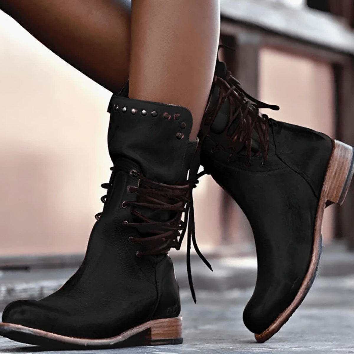 Cortney | Women's Studded Lace-Up Ankle Boots