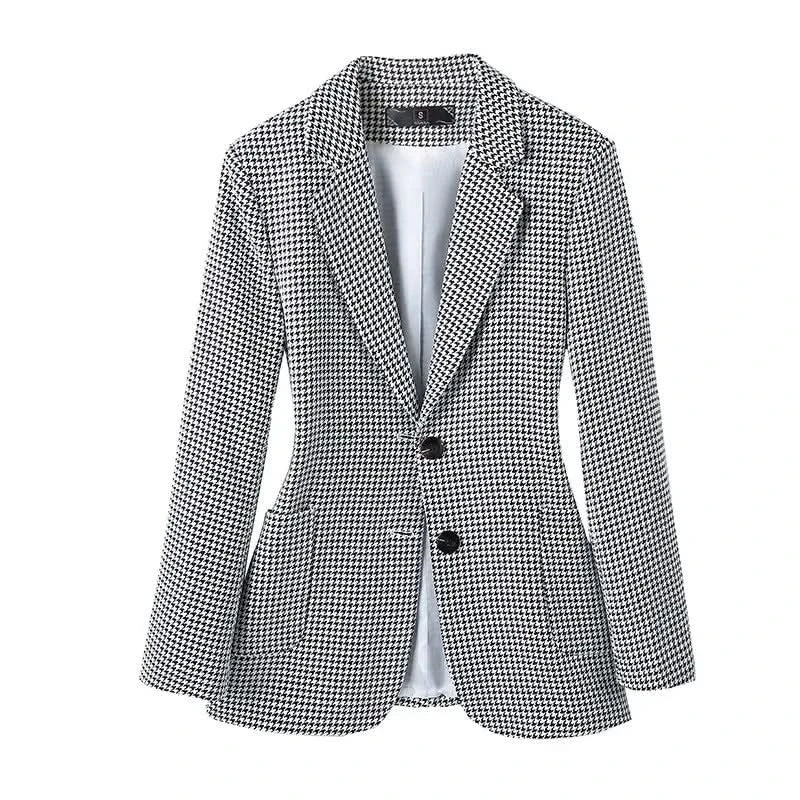 Alice | Blazer de cuadros sin cuello y de corte ajustado para mujer