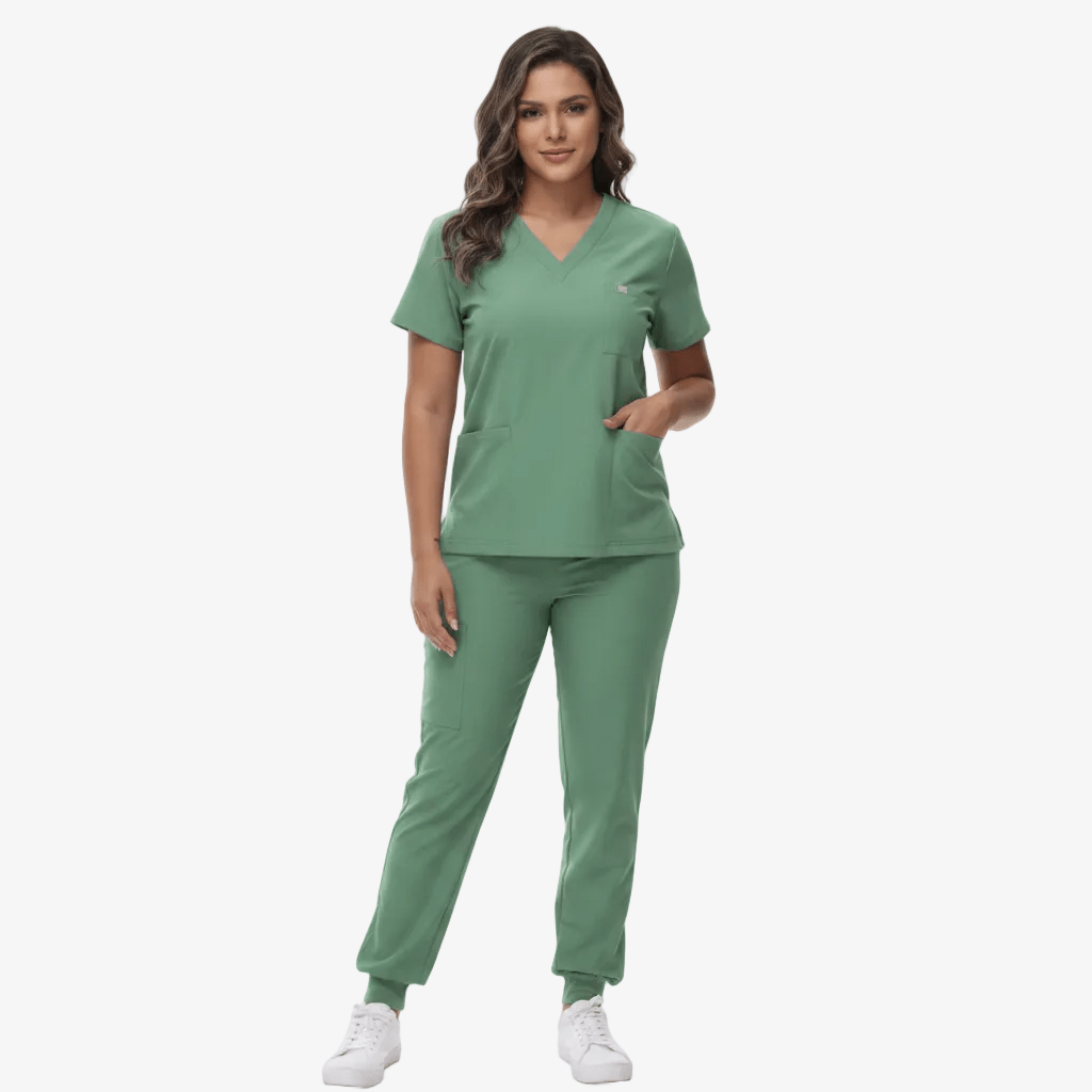 Brenda | Medizinisches Kasack-Set mit V-Ausschnitt und Jogginghose für Damen