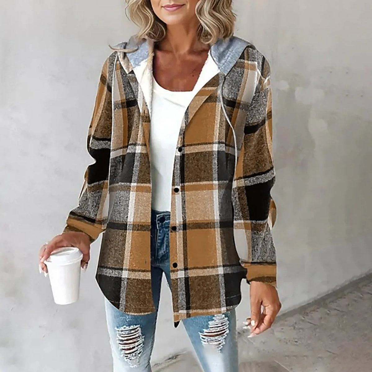 Sonja | Women's Winter Plaid Hooded Jacket