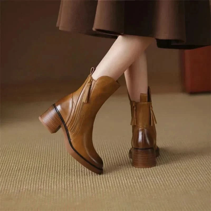 Shana | Women's Zip-Up Block Heel Ankle Boots