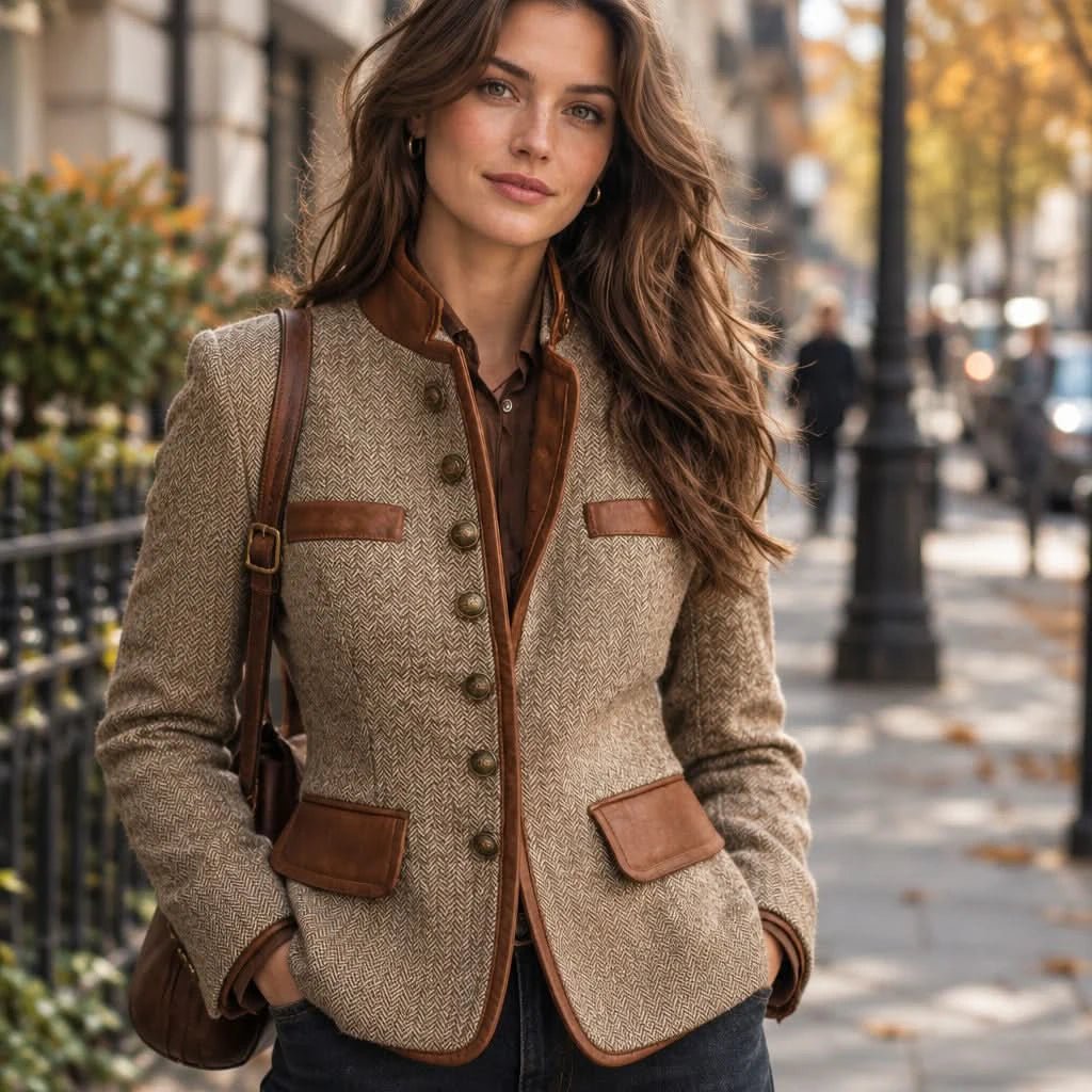 Cheri | Women's Herringbone Button-Front Jacket