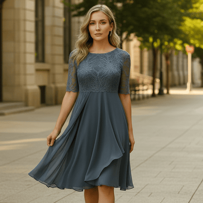 Edna | Vestido formal de noche de mujer con mangas tres cuartos