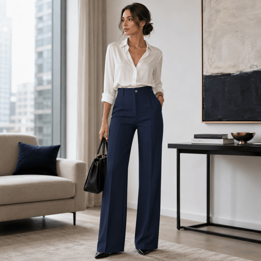 Adrianna | Women's High Waist Wide Leg Pleated Trousers