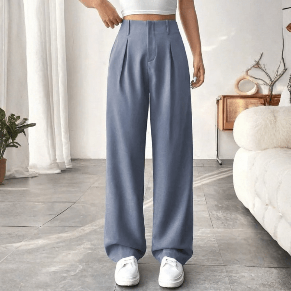 Barbara | Pantalones drapeados de pierna ancha y cintura alta para mujer