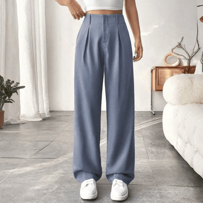 Barbara | Pantalones drapeados de pierna ancha y cintura alta para mujer