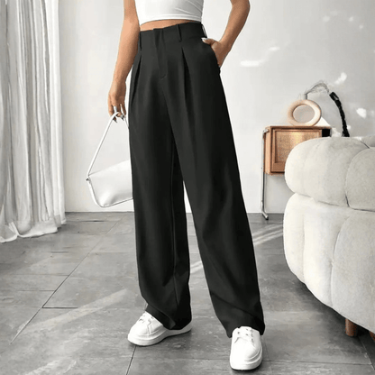 Barbara | Pantalones drapeados de pierna ancha y cintura alta para mujer