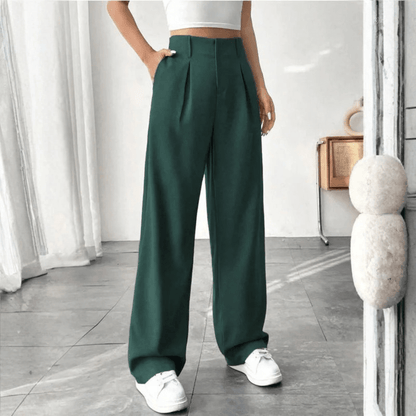 Barbara | Pantalones drapeados de pierna ancha y cintura alta para mujer