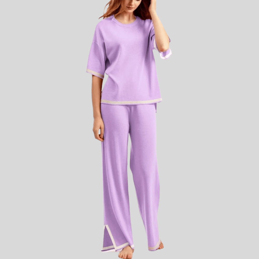 Sandra | Women's Contrast Wide Leg Trousers Set