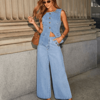 Cindy | Women's Two Piece Co Ord Set with Wide Leg Trousers