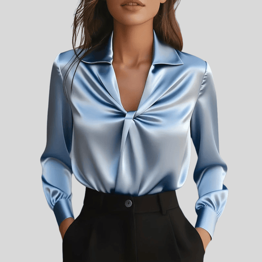 Naomi | Women's V-Neck Twist Front Long Sleeve Top