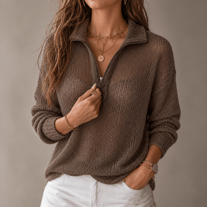 Brittni | Women's Half-Zip Knit Winter Jumper