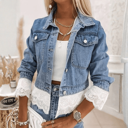 Angelina | Women's Cropped Jacket with Delicate Trim