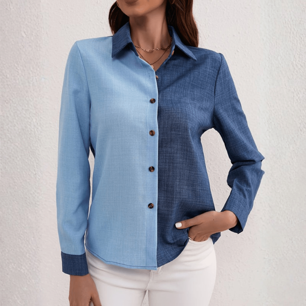 Marissa | Camisa de manga larga con bloques de color y botones para mujer