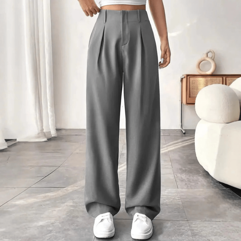 Barbara | Pantalones drapeados de pierna ancha y cintura alta para mujer
