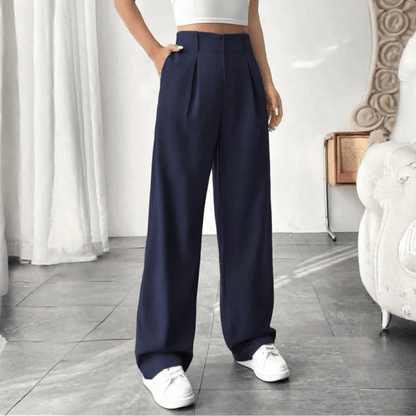 Barbara | Pantalones drapeados de pierna ancha y cintura alta para mujer