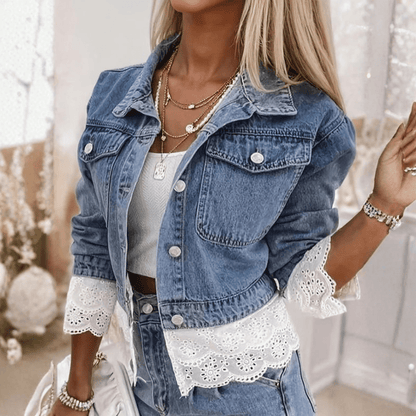 Angelina | Women's Cropped Jacket with Delicate Trim