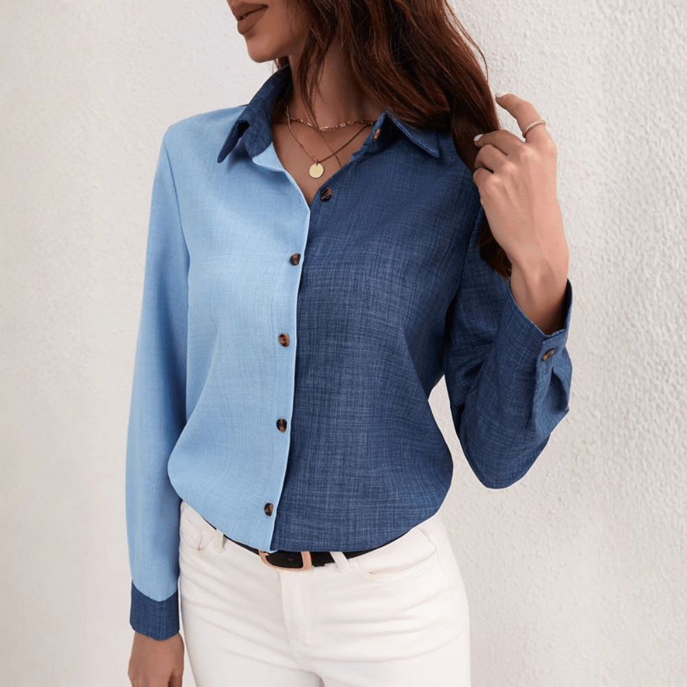 Marissa | Camisa de manga larga con bloques de color y botones para mujer