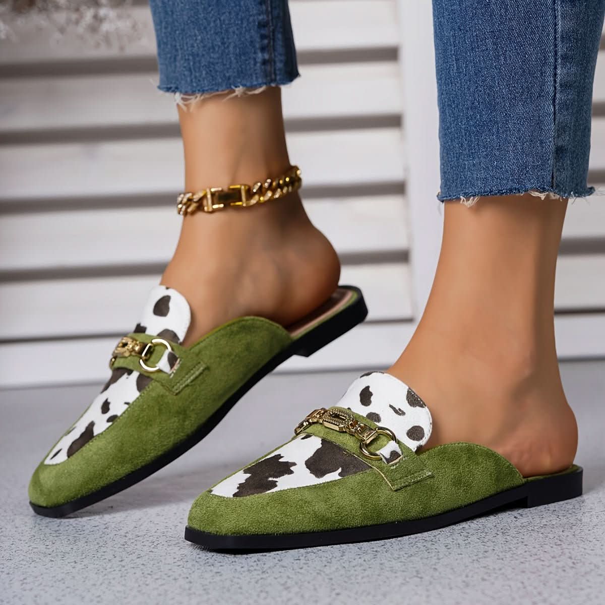 Nevaeh | Women's Square Toe Slip-On Mule Loafer Flats