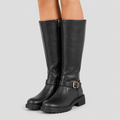 Jasmyn | Women's Knee-High Riding Boots with Buckle Strap
