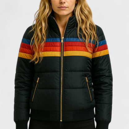 Roberta | Women's Striped Puffer Jacket with Zip Front