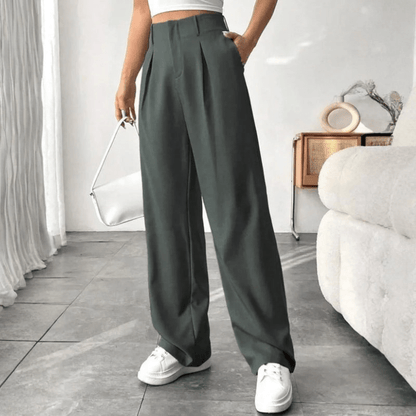 Barbara | Pantalones drapeados de pierna ancha y cintura alta para mujer