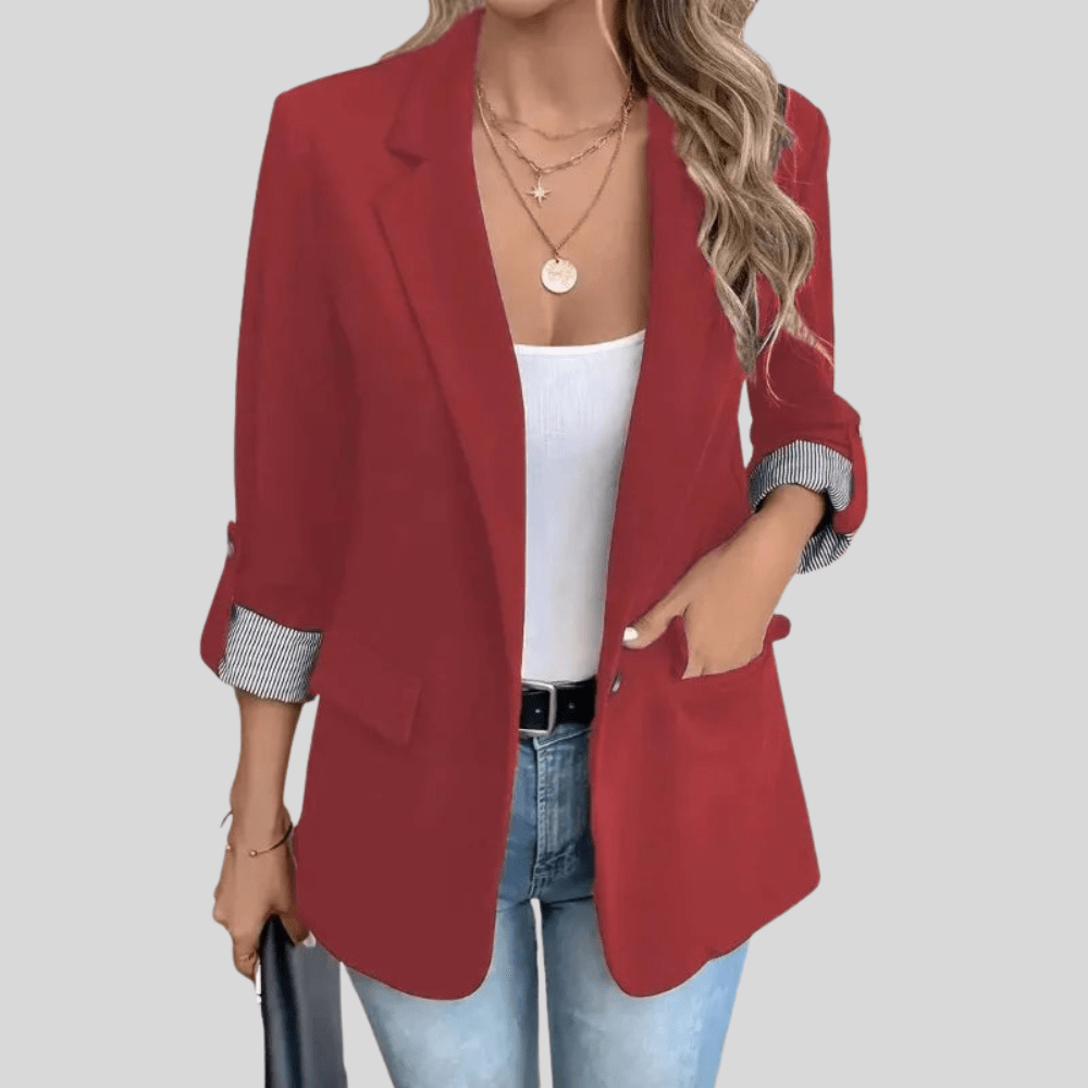 Sharon | Women's Slim Fit Blazer with Striped Cuffs