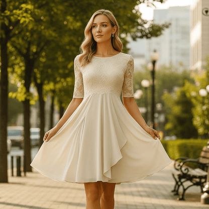 Edna | Vestido formal de noche de mujer con mangas tres cuartos