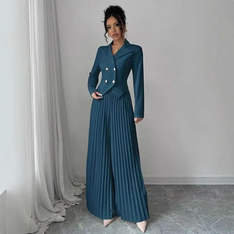 Kiana | Women's Pleated Wide Leg Trousers Set