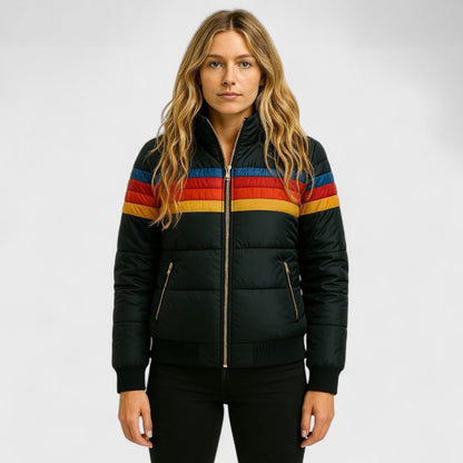 Roberta | Women's Striped Puffer Jacket with Zip Front