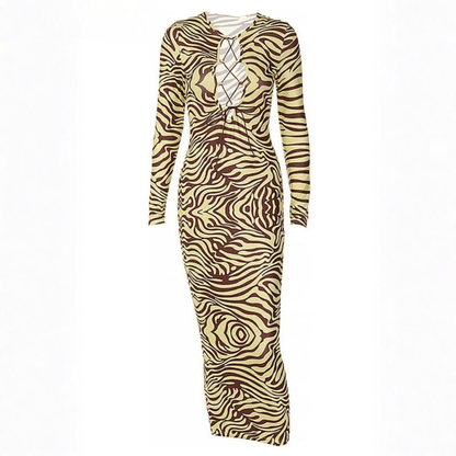 Indie | Women's Zebra Print Bodycon Maxi Dress