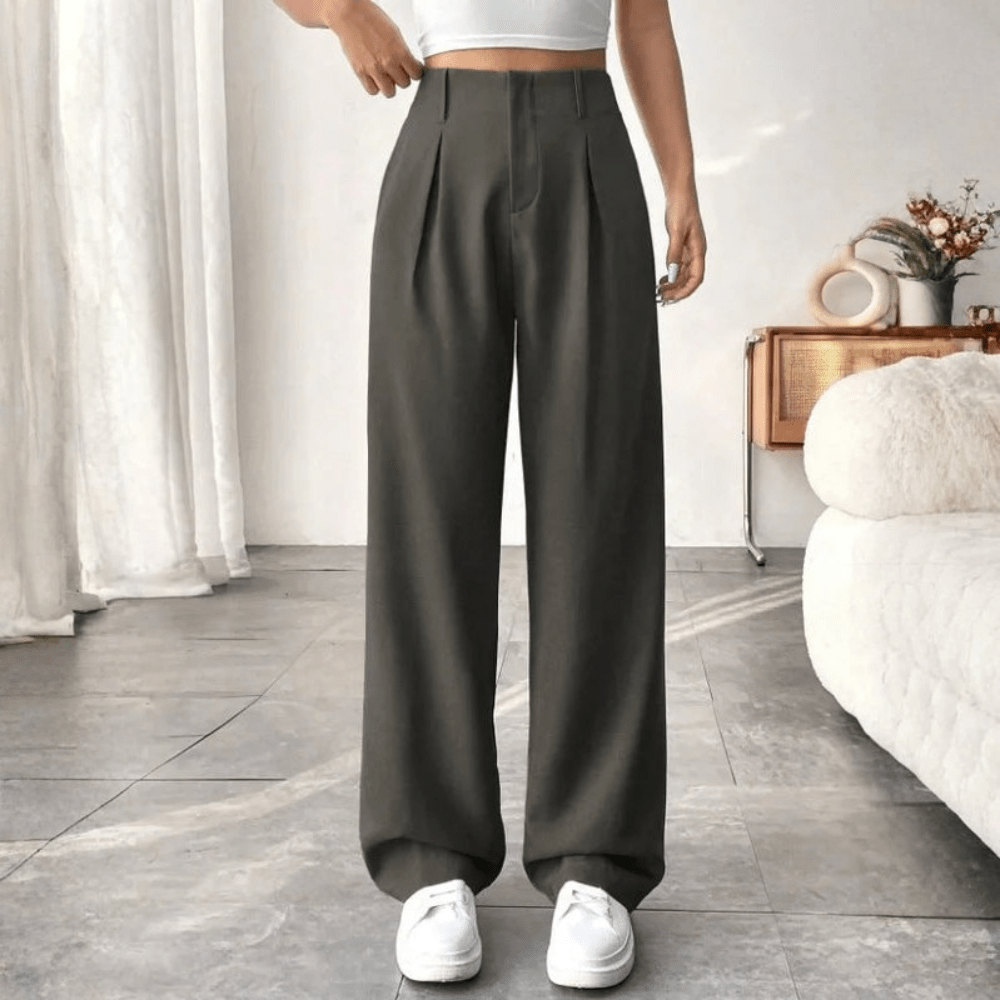 Barbara | Pantalones drapeados de pierna ancha y cintura alta para mujer