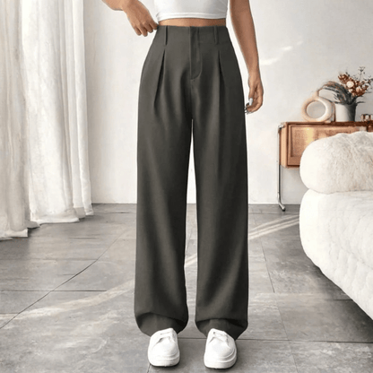 Barbara | Pantalones drapeados de pierna ancha y cintura alta para mujer