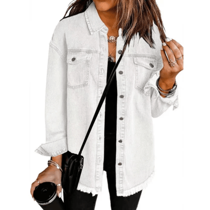 Teresa | Women's Oversized Shirt Jacket with Frayed Hem