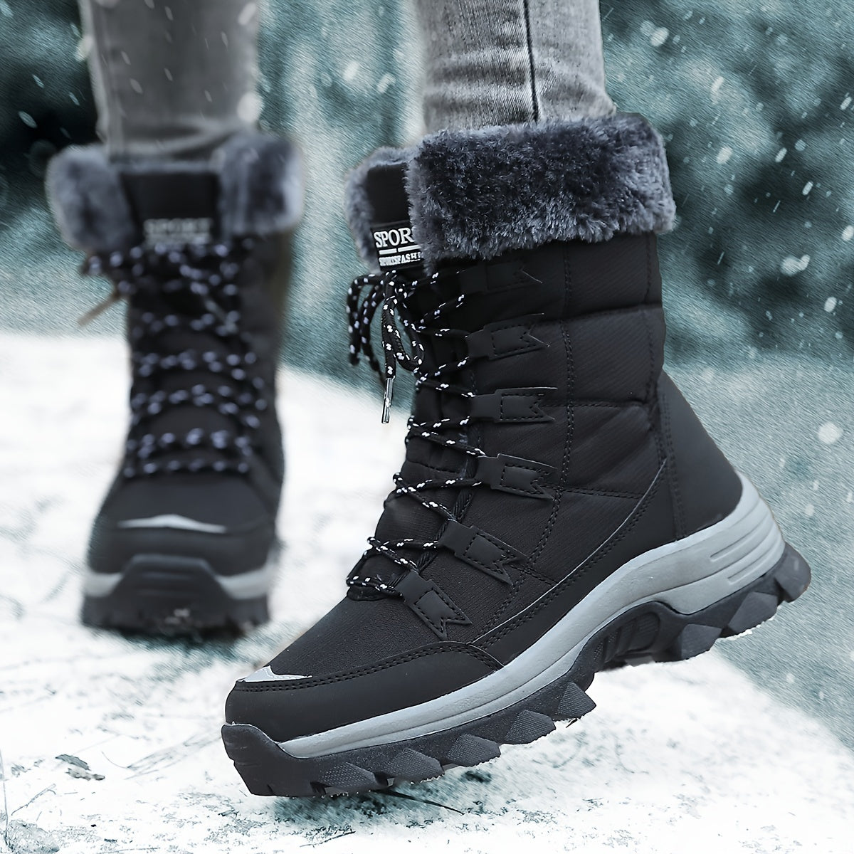 Eliana | Botas de invierno para nieve con puños de pelo sintético para mujer