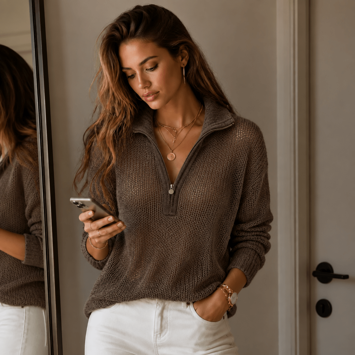 Brittni | Women's Half-Zip Knit Winter Jumper