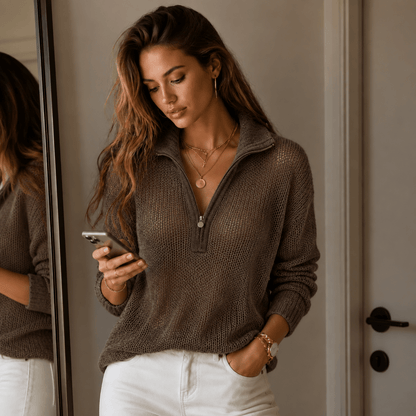 Brittni | Women's Half-Zip Knit Winter Jumper
