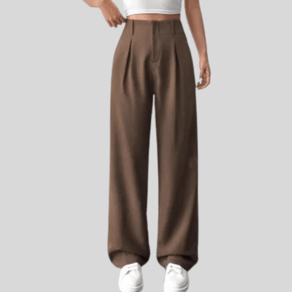 Barbara | Pantalones drapeados de pierna ancha y cintura alta para mujer