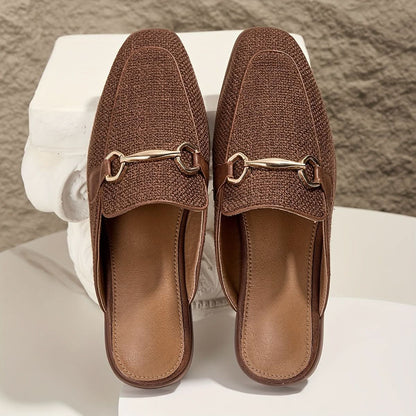 Tonya | Women's Square Toe Buckle Mule Flats