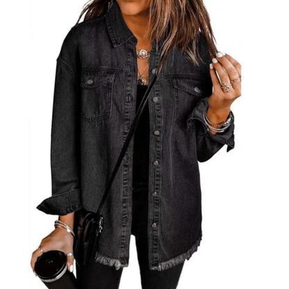 Teresa | Women's Oversized Shirt Jacket with Frayed Hem