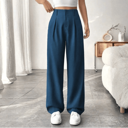 Barbara | Pantalones drapeados de pierna ancha y cintura alta para mujer