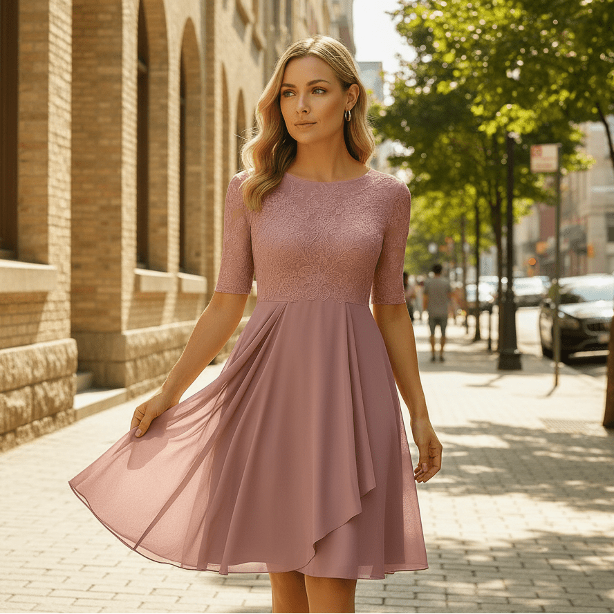 Edna | Vestido formal de noche de mujer con mangas tres cuartos