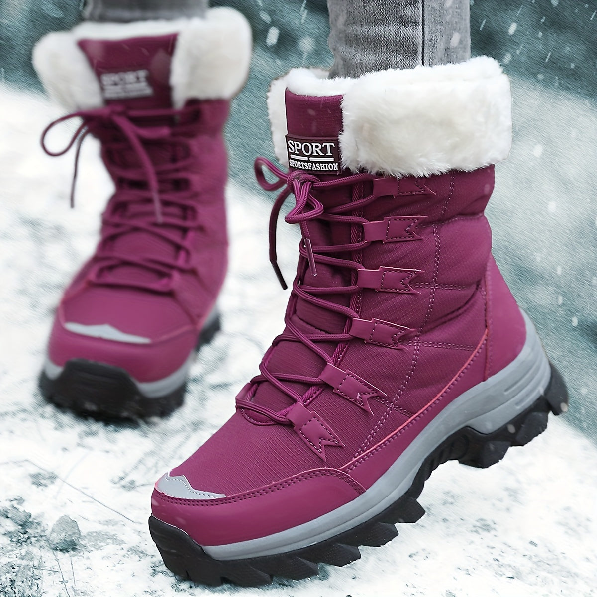 Eliana | Botas de invierno para nieve con puños de pelo sintético para mujer