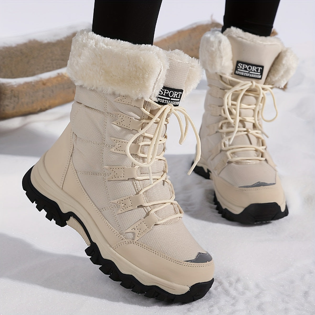 Eliana | Botas de invierno para nieve con puños de pelo sintético para mujer