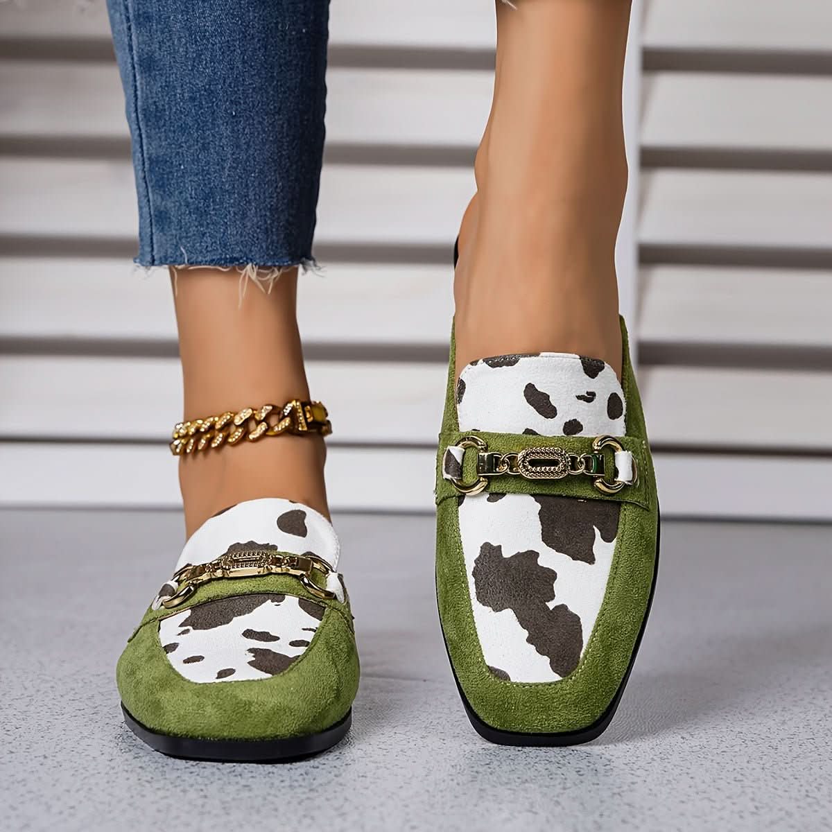 Nevaeh | Women's Square Toe Slip-On Mule Loafer Flats