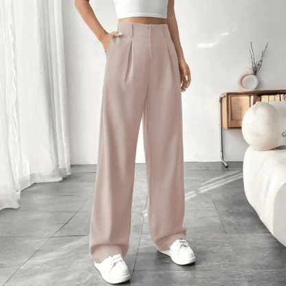 Barbara | Pantalones drapeados de pierna ancha y cintura alta para mujer