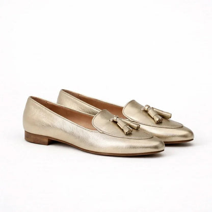 Reese | Women's Gold Tassel Moccasin Loafers